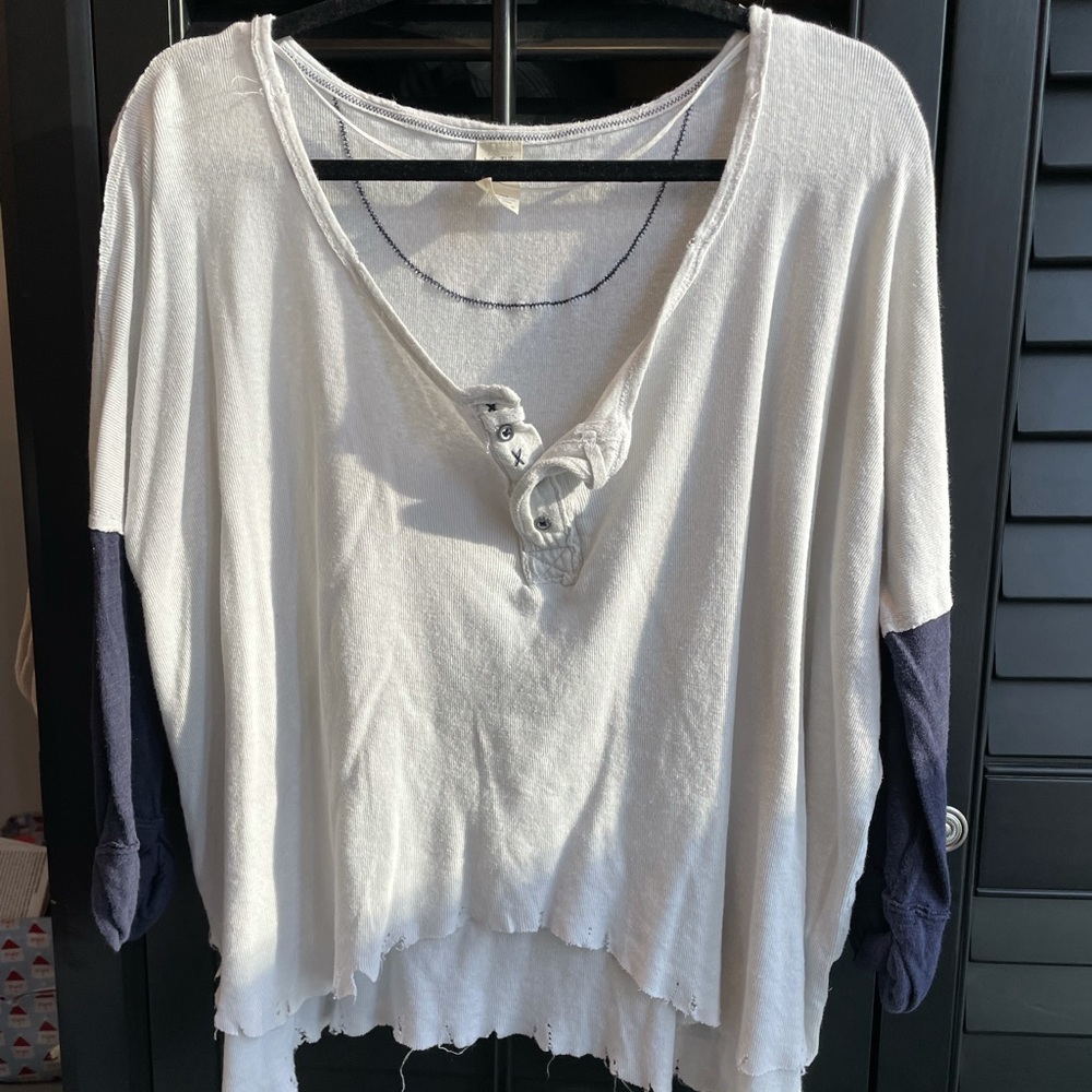 WE THE FREE white dolman top rough edges